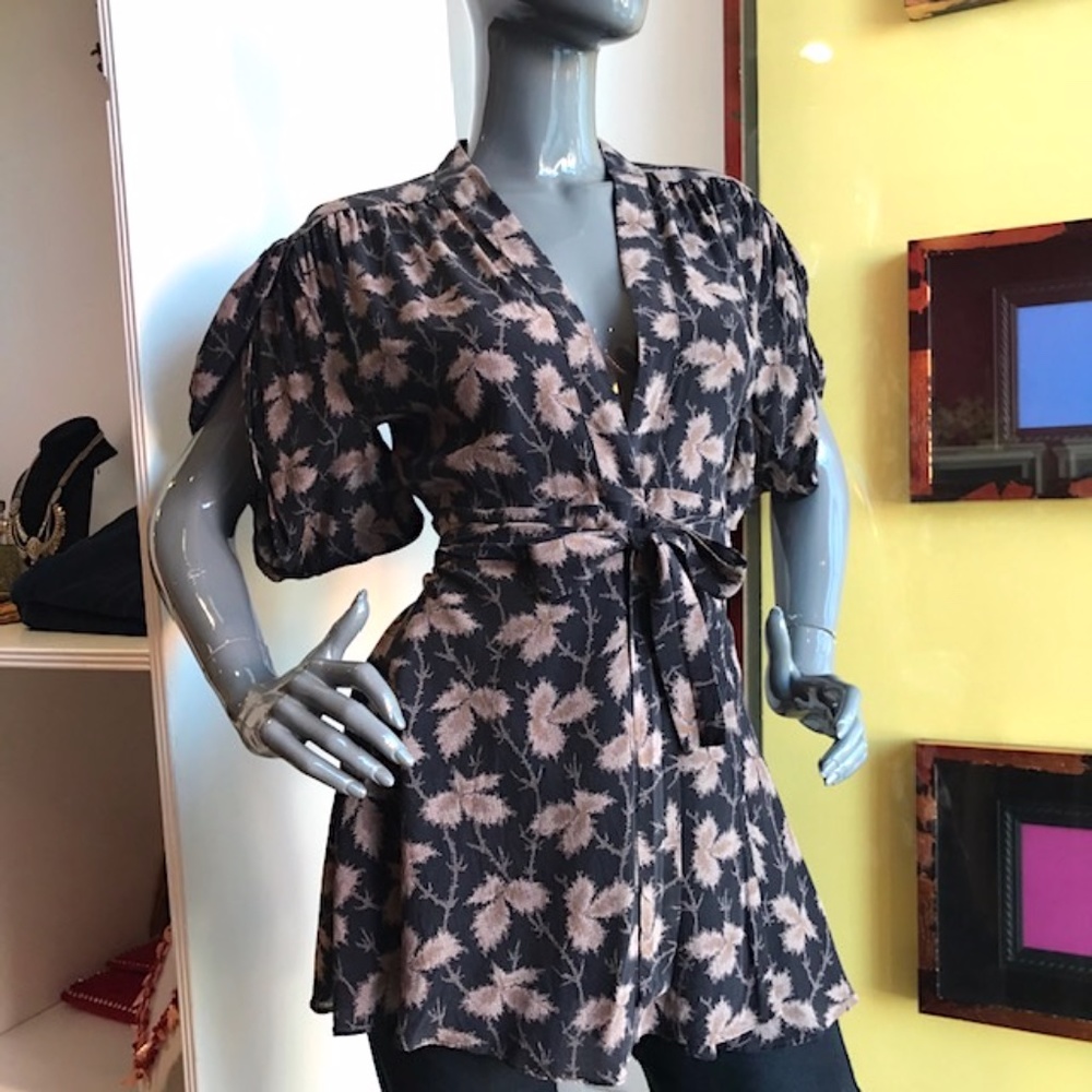 STELLA MCCARTNEY Silk Print Wrap Blouse EUC/EU 40
